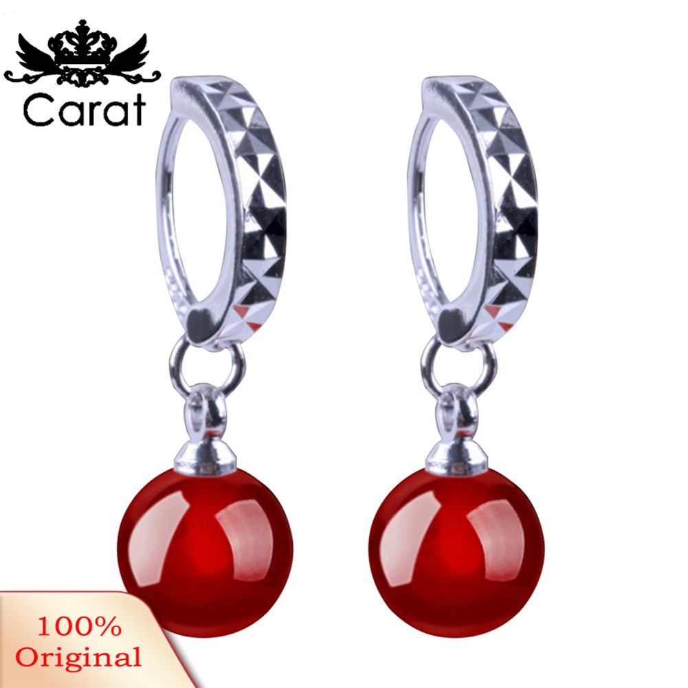 Fashion Faux Blk/Red Agate Women Party Dangle Drop Leaverbk Earrings