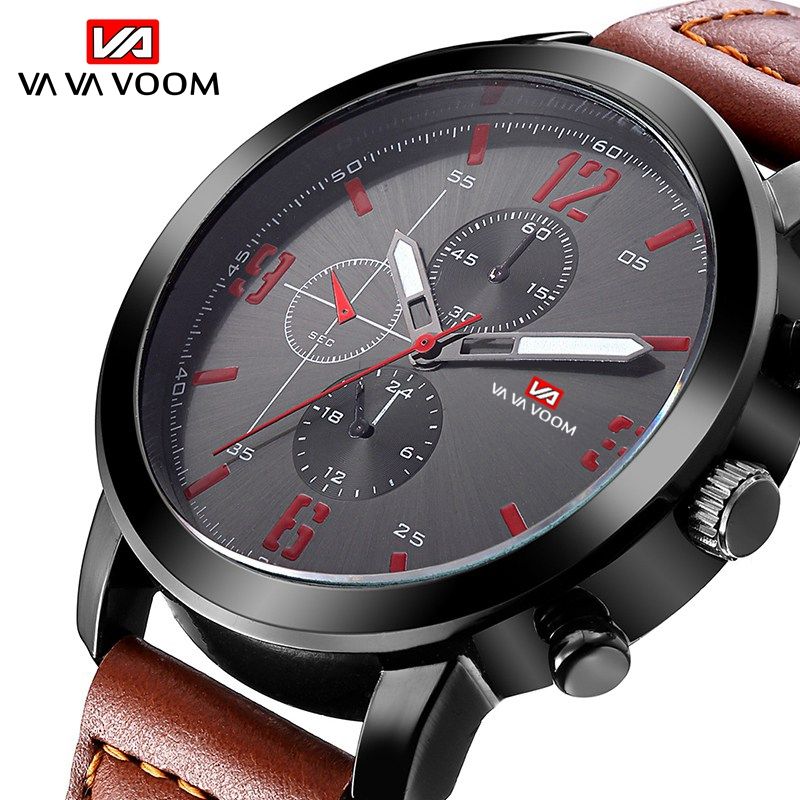 Men Watches Waterproof Sport Leather Strap Watch For Men