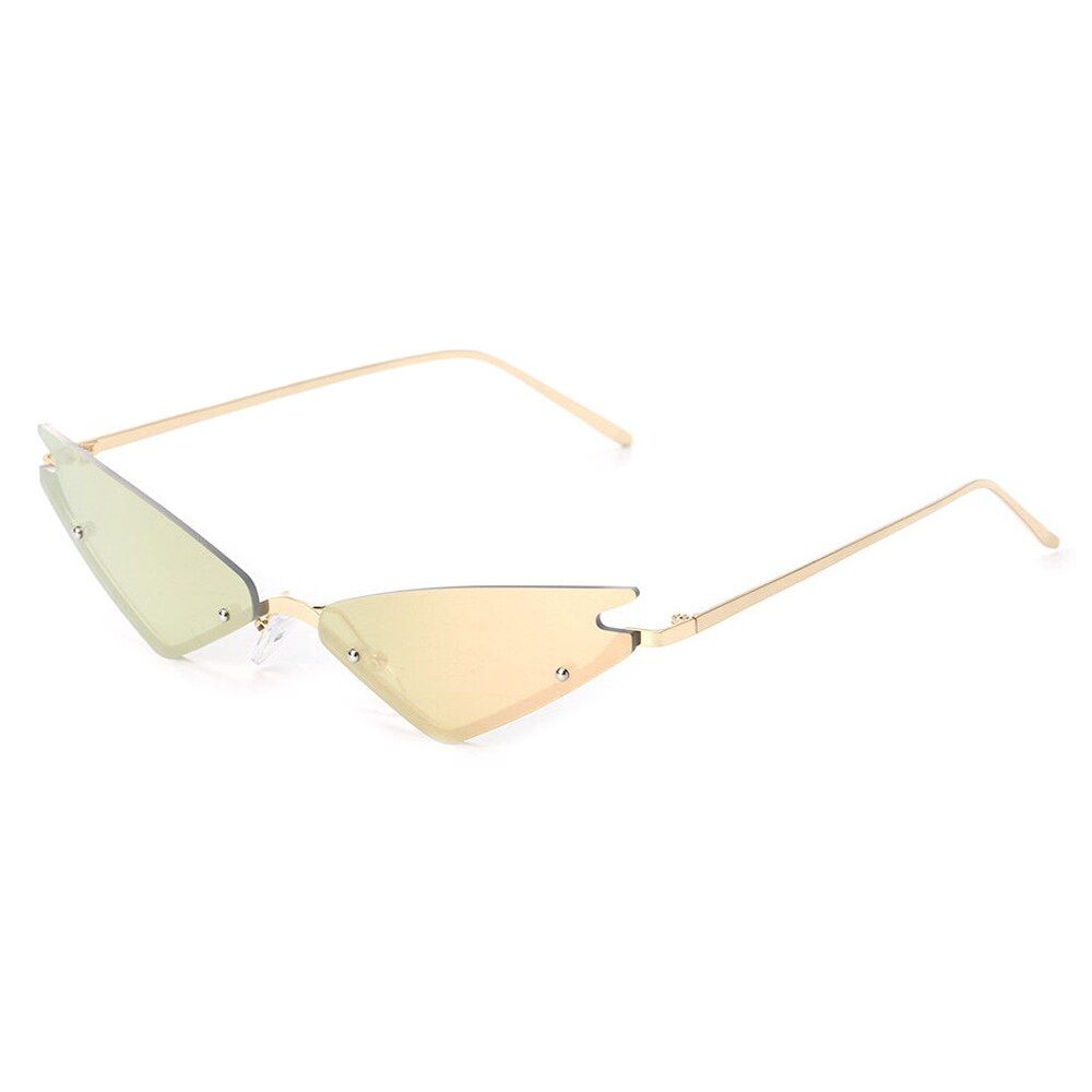 Color 2Sunglasses Candy Color Cat Eye Conjoined Colorful Fashion Women Ladies Rimless Triangle UV400 Brand Designer Sun Glasses Female