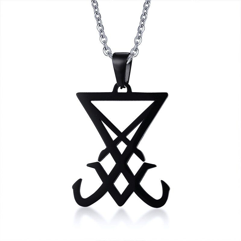 DEMON SIDE OF SATANIC JEWELRY SEAL SIGIL SYMBOL OF CHORONZON PENDANT NECKLACE IN BLACK GOTHIC SATAN UNISEX JEWELS