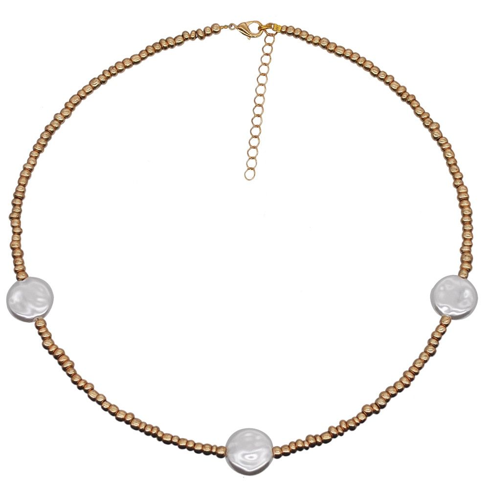 HangZhi 2020 New Bohemian Colorful Beads Weaving Handmade Baroque Simulated Pearl Necklace Clavicle Chain Choker Jewelry