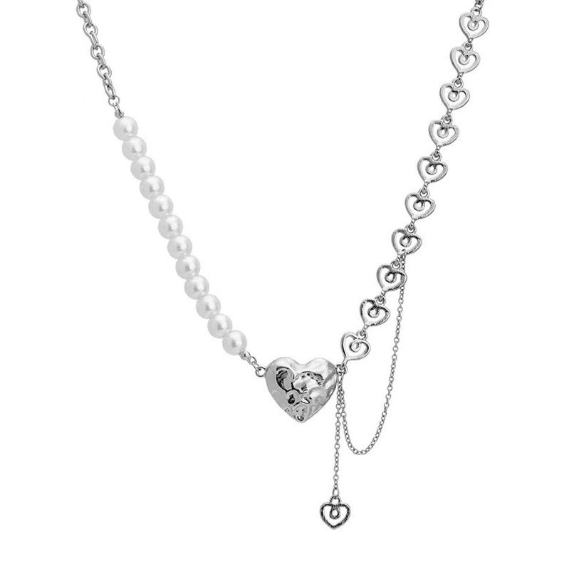 Love Pearl Splice Necklaces For Women / Girls Trendy Couple Accessories Fashion Personality Clavicle Chain Jewelry