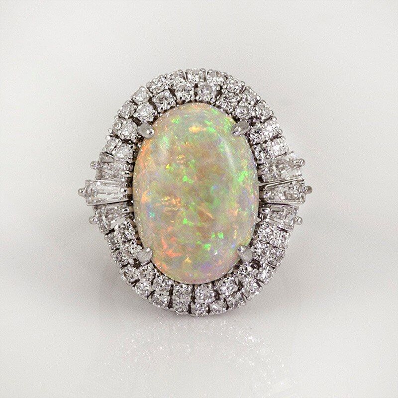 Modyle Silver Color Romantic CZ Big White Fire Opal Rings for Women Dropshipping Bands Ring