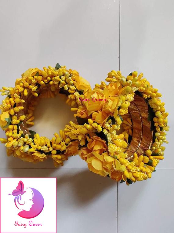 Artificial flower bridal/non bridal bangles for girls and women - 1 pair