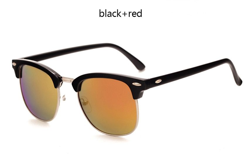 LEONLION Half Metal Sunglasses Men Women  Designer Glasses Mirror Sun Glasses Fashion Gafas Oculos De Sol Classic-BlackRed-As picture
