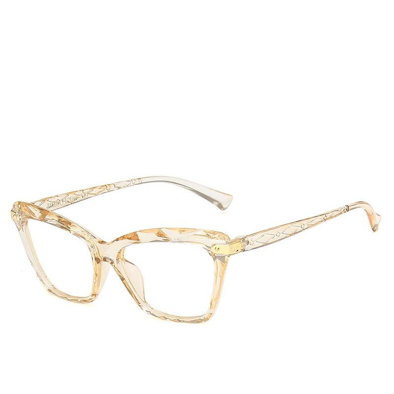 Vintage Red Cat Eye Sunglasses Metal Frames Anti-Radiation Eyewear Optical Computer Spectacle Crystal Faceted Glasses