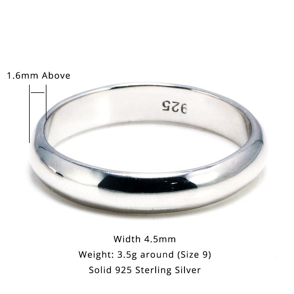 925 Sterling Silver Rings And Men Simple Ring Smooth High Wedding Band Ring For Lovers Couples