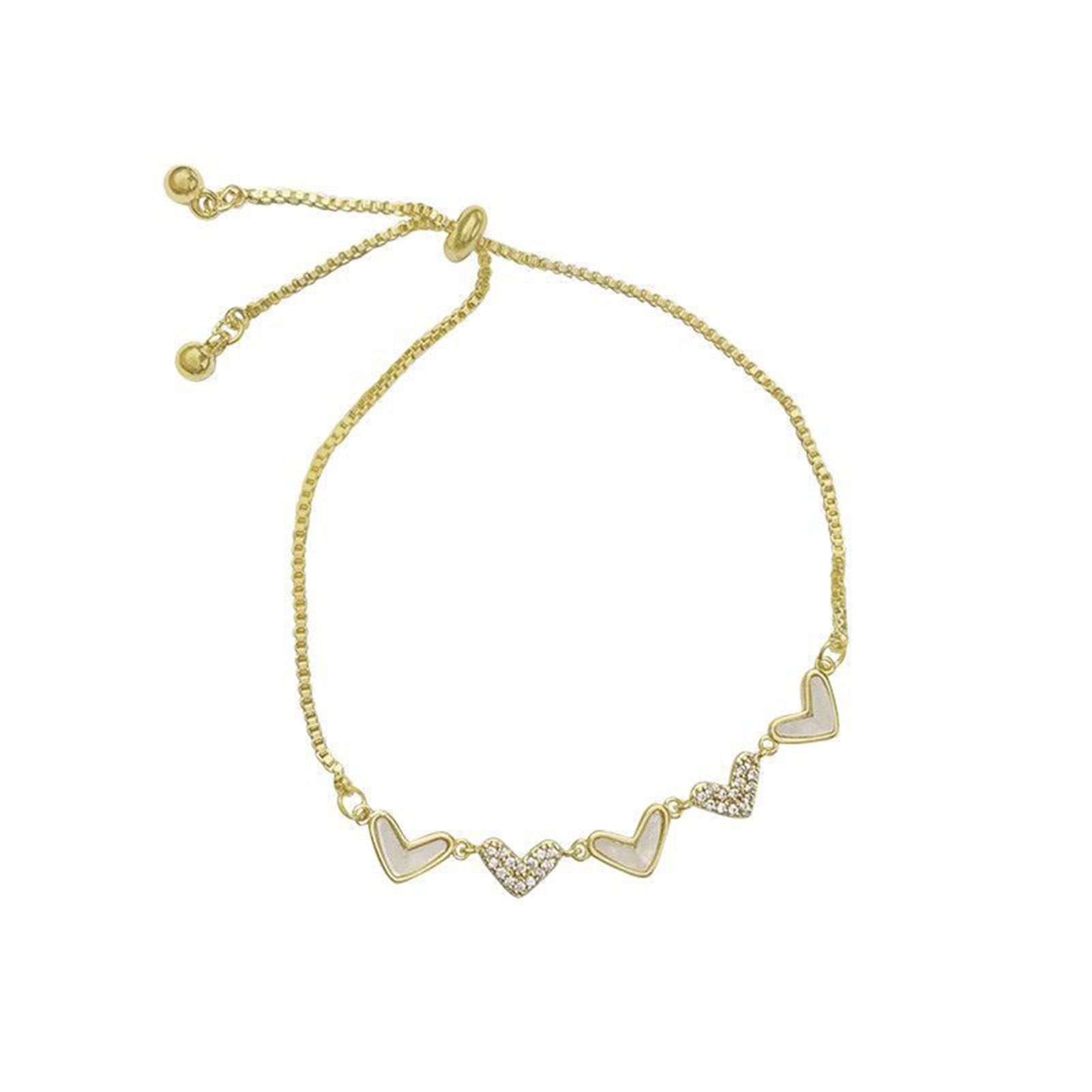Women Bracelet Rhinestone Inlaid Adjustable Accessories Heart-shape Design Bangle for Party