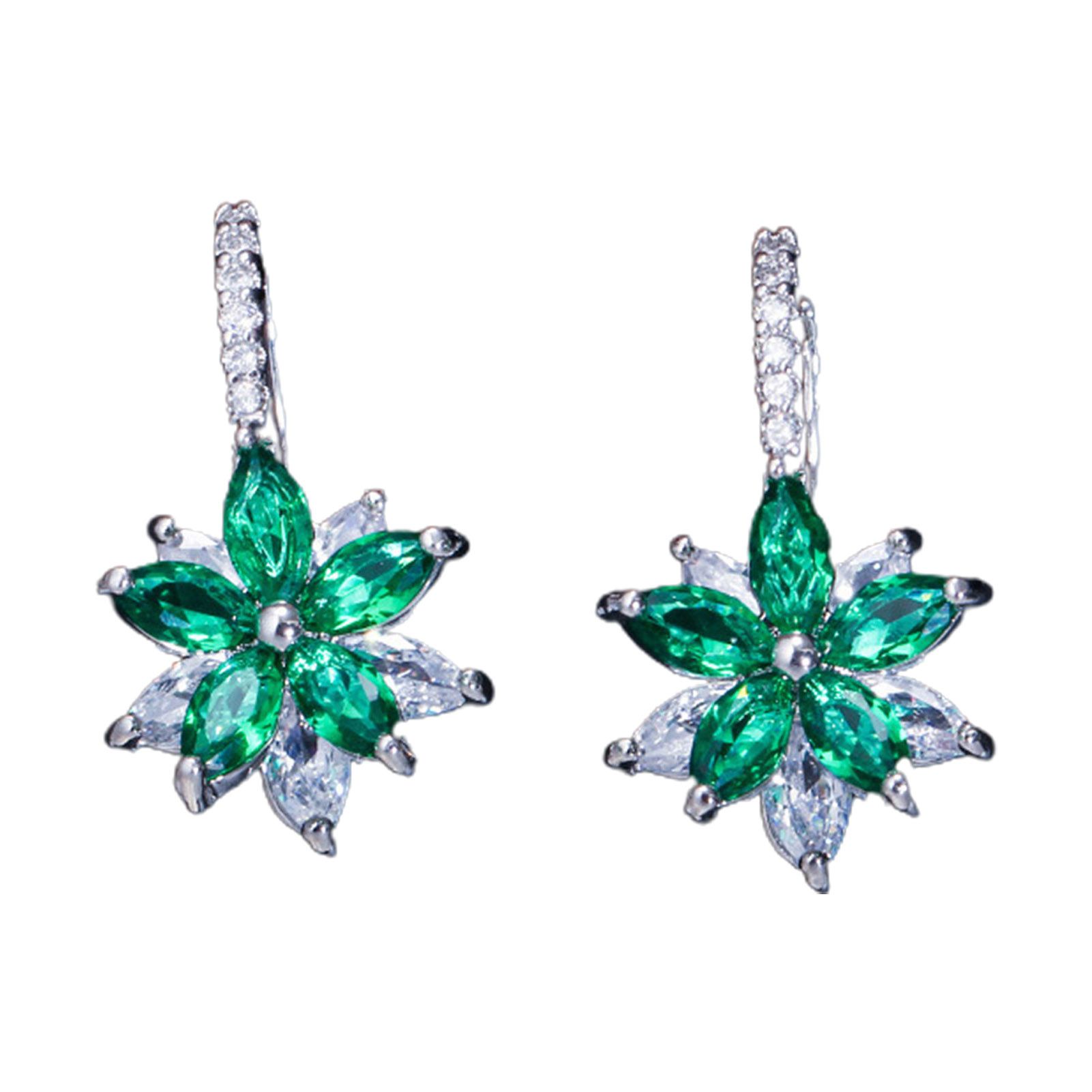 Drop Earrings Flower Electroplated Sparkling Drop Earrings