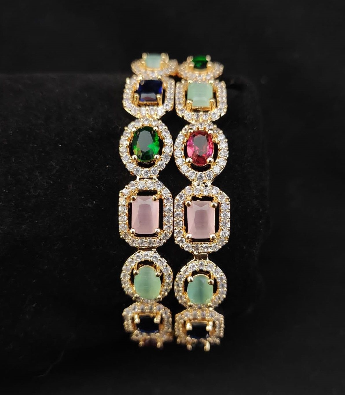 New design diamond cut bangle set wedding fashionable party wear gifted for ladies multicolor