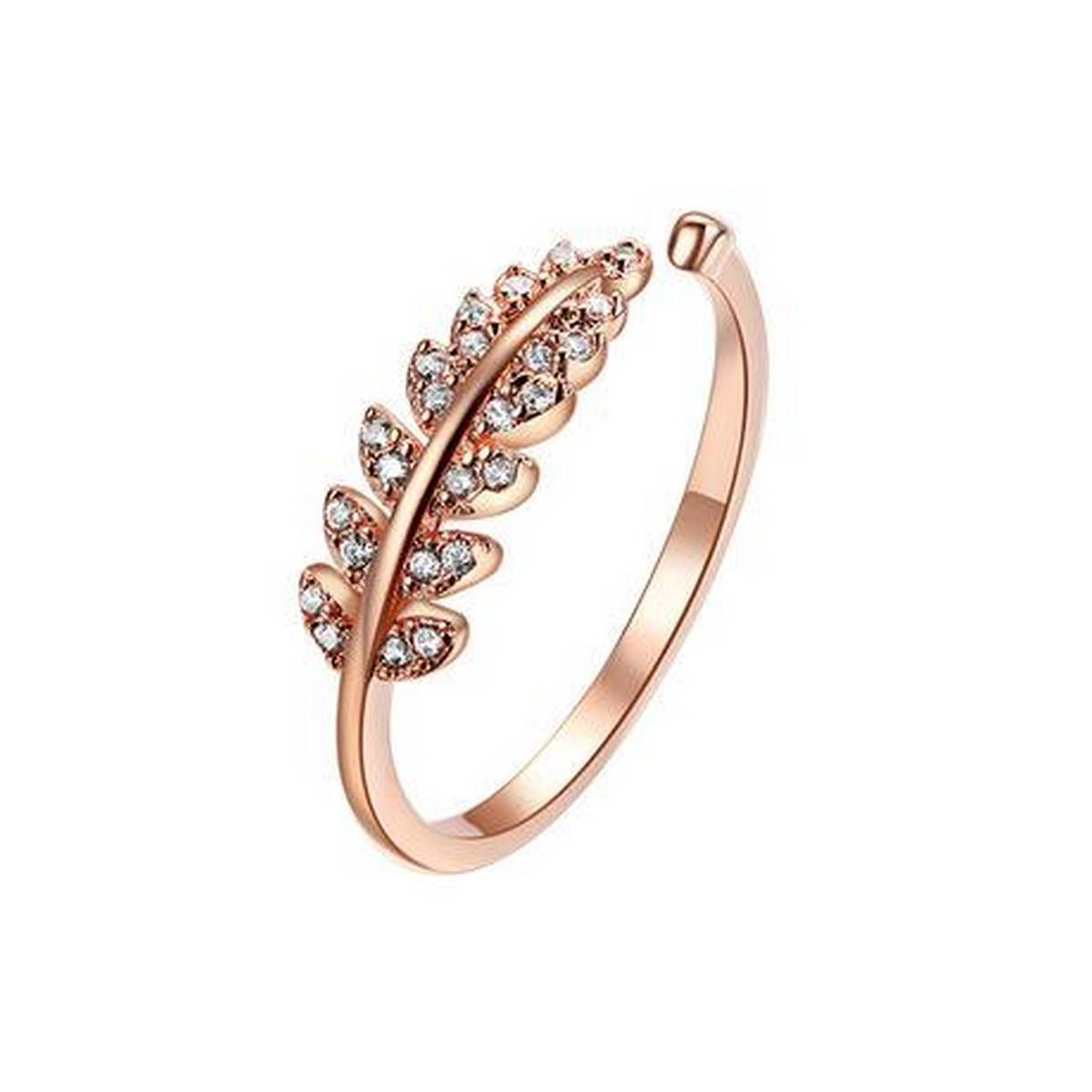 Leaf Stone Zircon Finger Ring For Women -  Ring For Girls