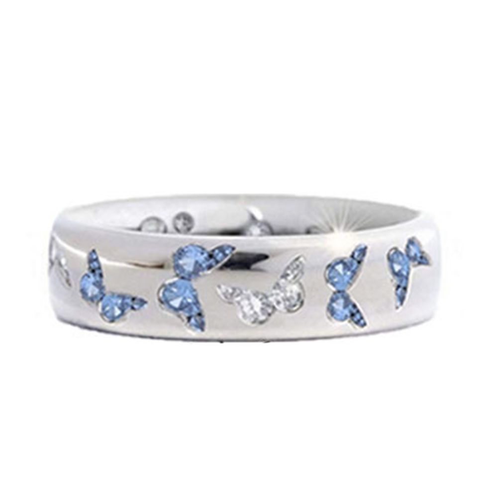 Fashion Women Butterfly Cubic Zirconia Inlaid Finger Ring Wedding Party Jewelry