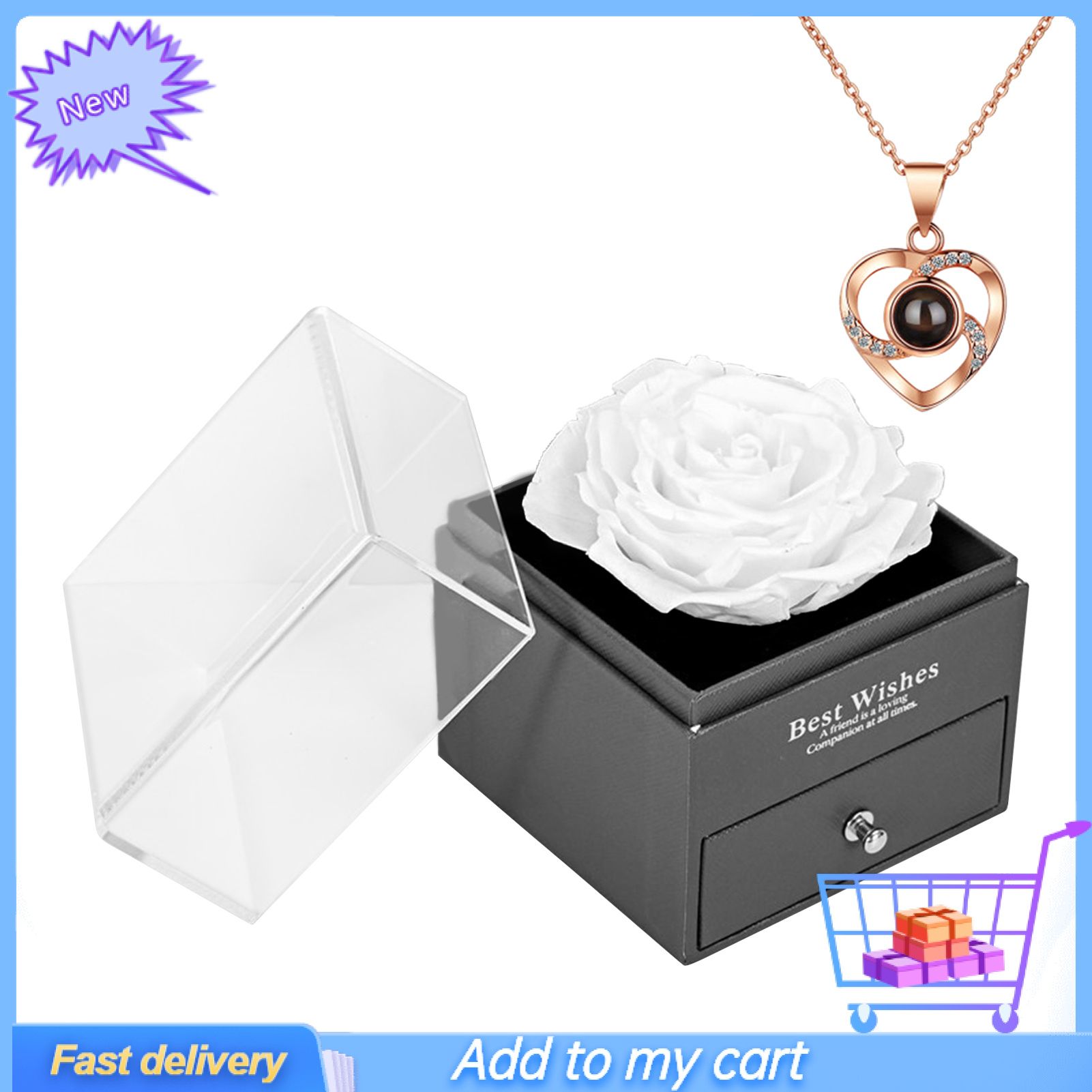 1 Set Love Pendant with Rose Box Comfortable to Wear Metal Appreciation Expressed Heart Shape Necklace for Valentine's Day