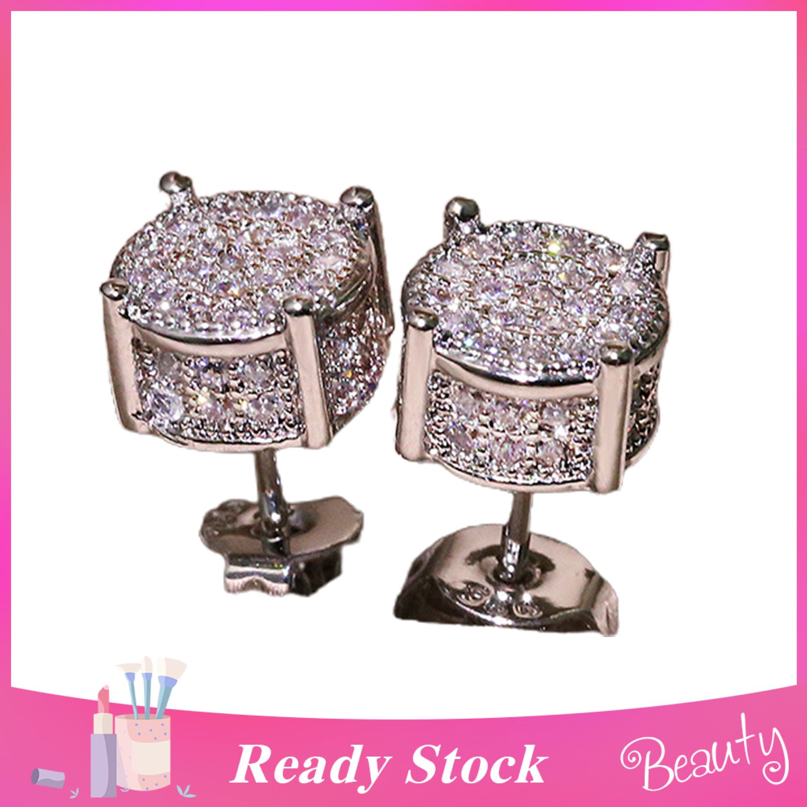 Stud Earrings Glossy All-match Eye-catching Four Claws Earring Ear Studs for Daily Wear