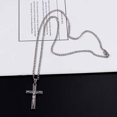 Men Chain Christian Jewelry Gifts Vintage Cross Crucifix Jesus Piece Pendant Necklaces Stainless Steel xlct036