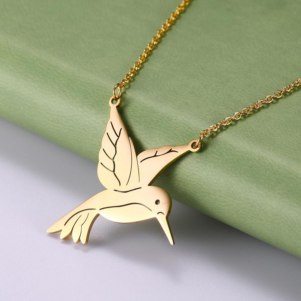 Myshape 316L Stainless Steel Dog Pig Fox Bird Panda Owl Drangon Cat Rhinoceros Koala Mother Baby Animal Pendant Golden Necklace