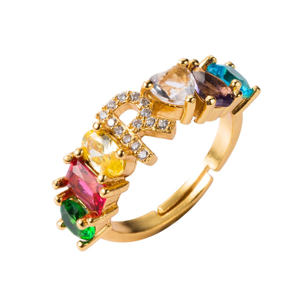 Unisex Inlaid Open Ring Adjustable Jewelry