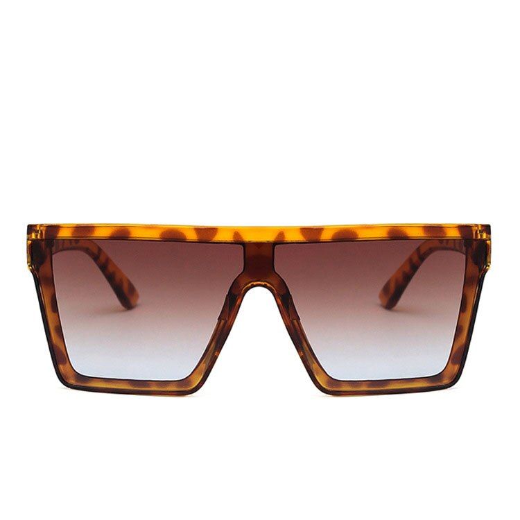 Leopard Brown2020 Oversized Square Sunglasses Women Big Frame Flat Top Rivet Vintage Sun Glasses For Female Mirror Shades Gradient Lens