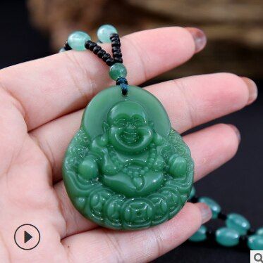 Imitation j ade ping an buckle ruyi pendant for men and women Guanyin Buddha natrual stone mala beads tibetan buddha necklace(null)