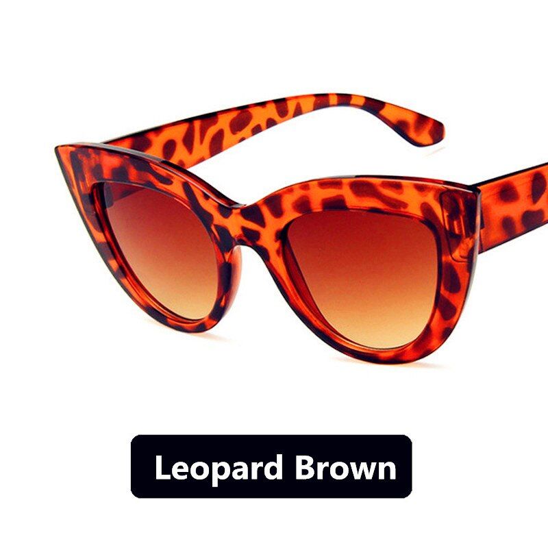 Leopard BrownGUANGDU 2019 Top Fashion Wild Sunglasses Women Retro Color Brand Designer Glasses Retro Cat Eye Sunglasses Women's UV400