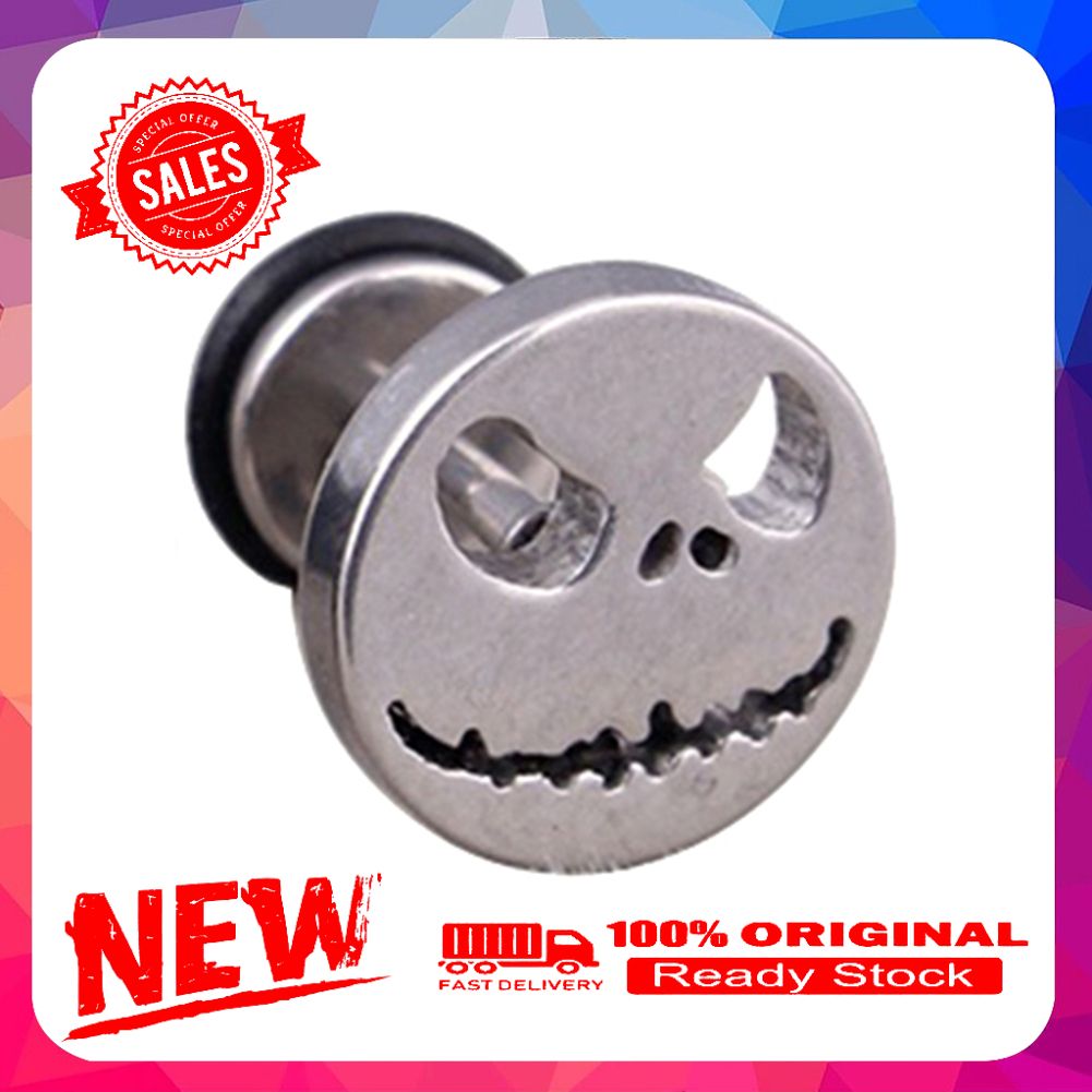 1Pc Men Women Halloween Skull Titanium Steel Ear Stud Earrings Piercing Jewelry