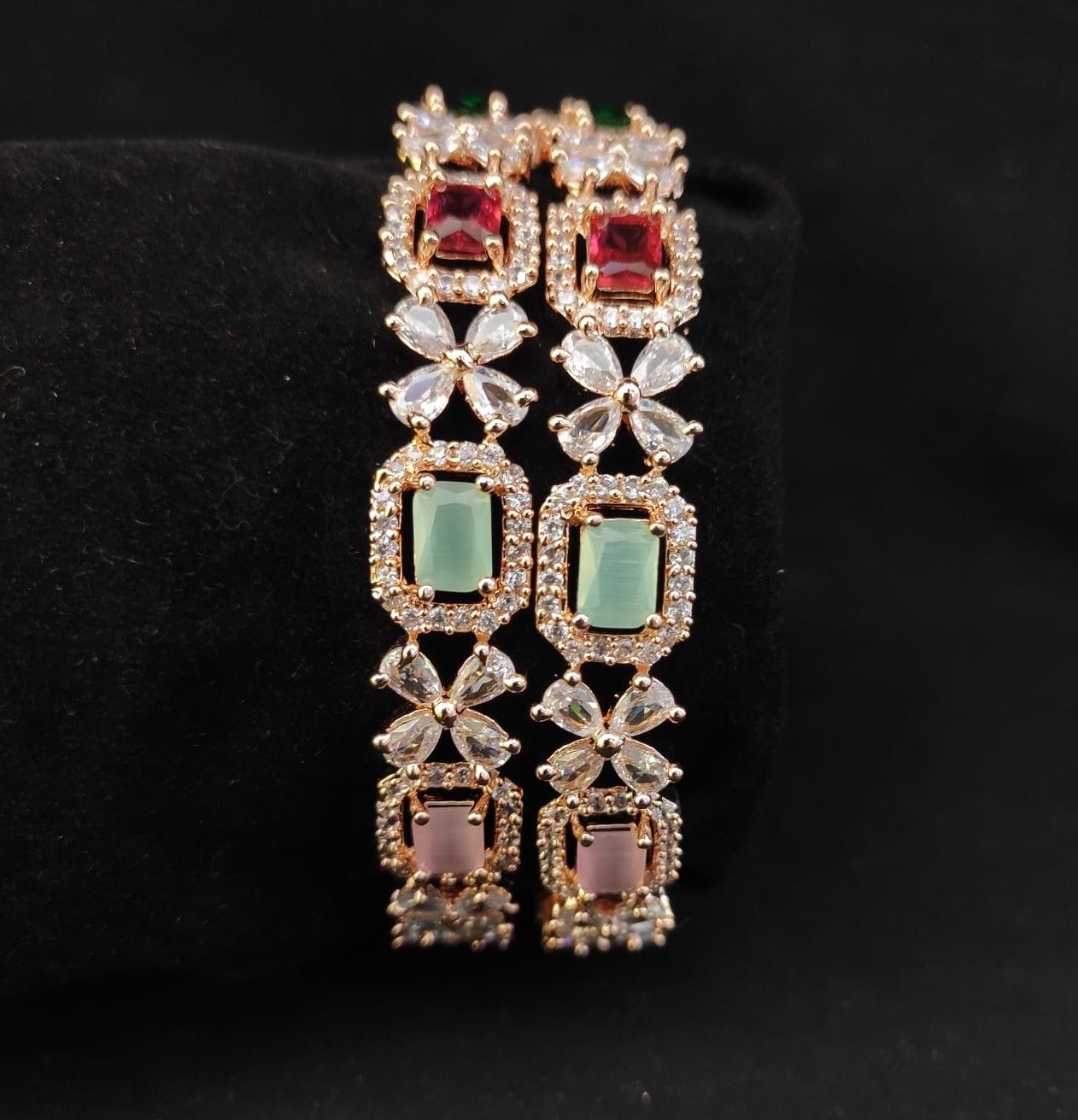 Multicolor New design diamond cut bangle set wedding fashionable party wear gifted for ladies
