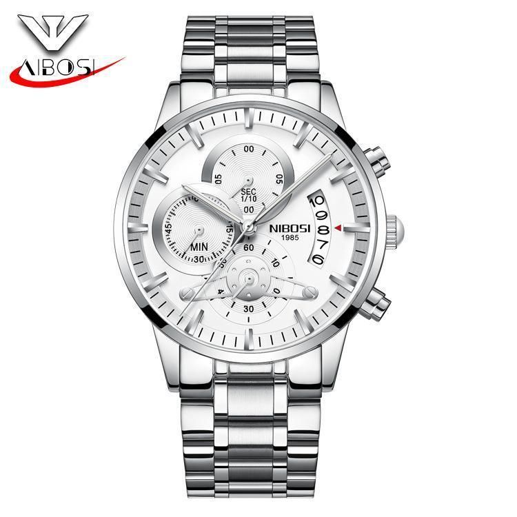 Nibosi Watch Steel Band Men Watch Waterproof Coating Glass Noctilucent Light Three Eyes 6 Pin Fashionable Personality Trend Simple Characteristic High Grade Quartz Watch - intl
