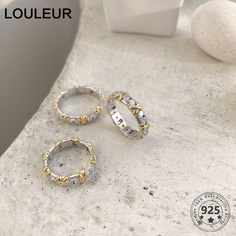 LouLeur 925 sterling silver girl bandage zircon rings fashion elegant luxurious rings for women festival wedding jewelry gift