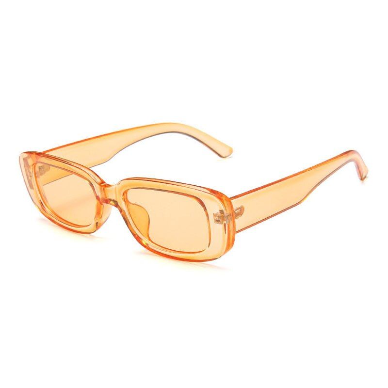 Clear OrangeSO&EI Fashion Rectangle Women Sunglasses Candy Color Clear Lens Eyewear Ladies Trending Sun Glasses Vintage Men Oculos UV400