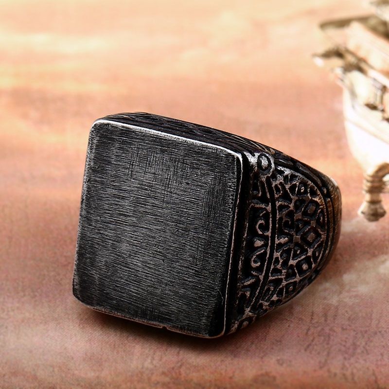 Steel soldier simple vintage fashion stainless steel men ring square design double eagle Emblem signet jewelry Russian gift