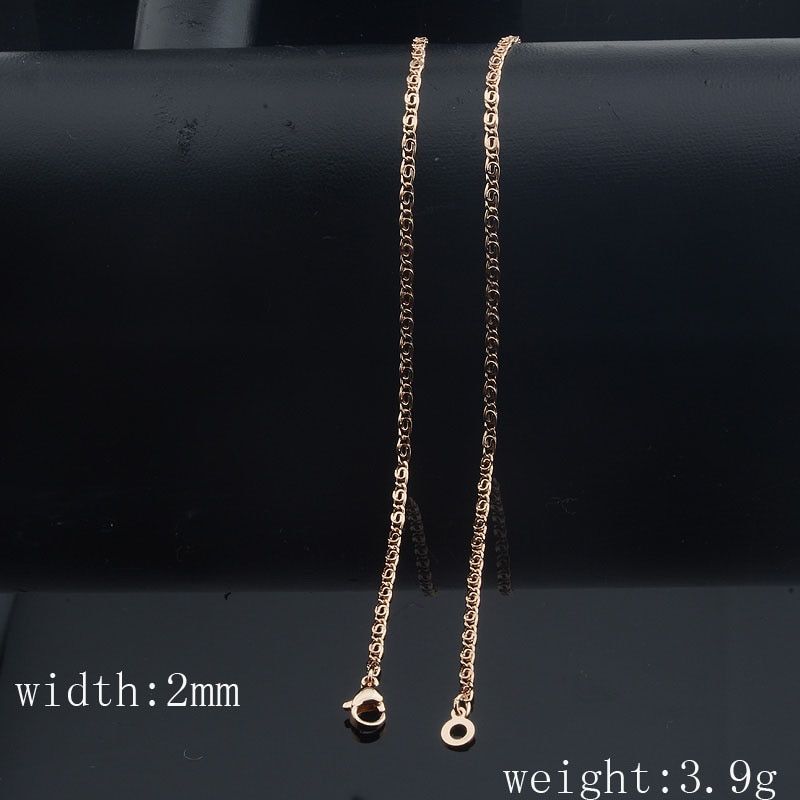 8 Style Men Women 585 Rose Gold Color Necklace Beaded Twist Curb 50cm 60cm Chain Jewelry