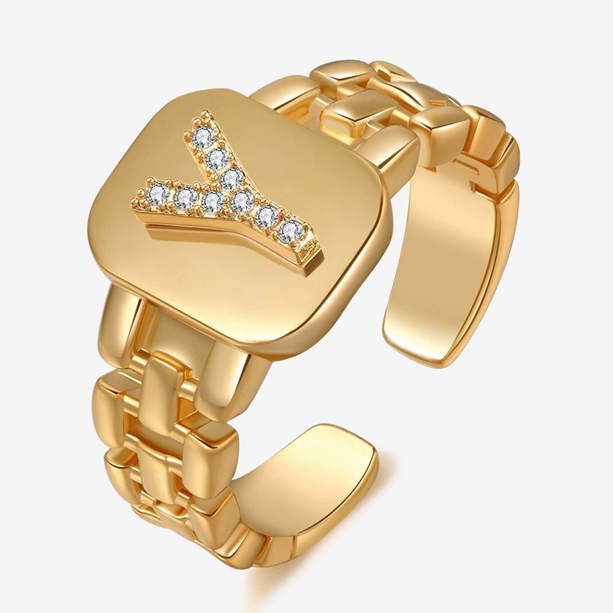 Uni Ring Polishing Name Initials Shining Punk Women Men Ring