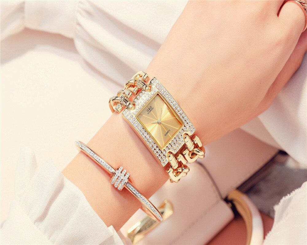 Luxury Brand Golden Female Watches Steel Strip Quartz Crystal Ladies Bracelet Watch Women Gift Zegarek Damski Relojes Para Mujer