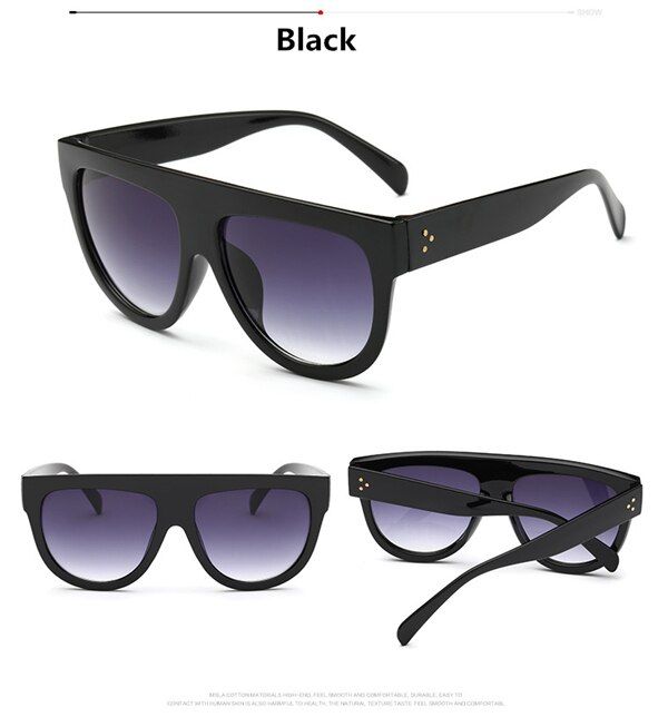 BlackFlat Top Oversized Women Sunglasses Retro Shield Shape Luxy Brand Design Big Frame Rivet Shades Sunglasses Women UV400 Eyewear