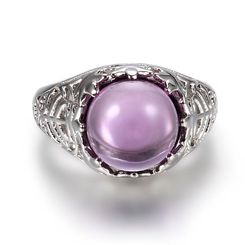Rainbamabom 925 Solid Sterling Silver Amethyst Gemstone Birthstone Wedding Engagement Ring Wedding Bands Fine Jewelry Wholesale