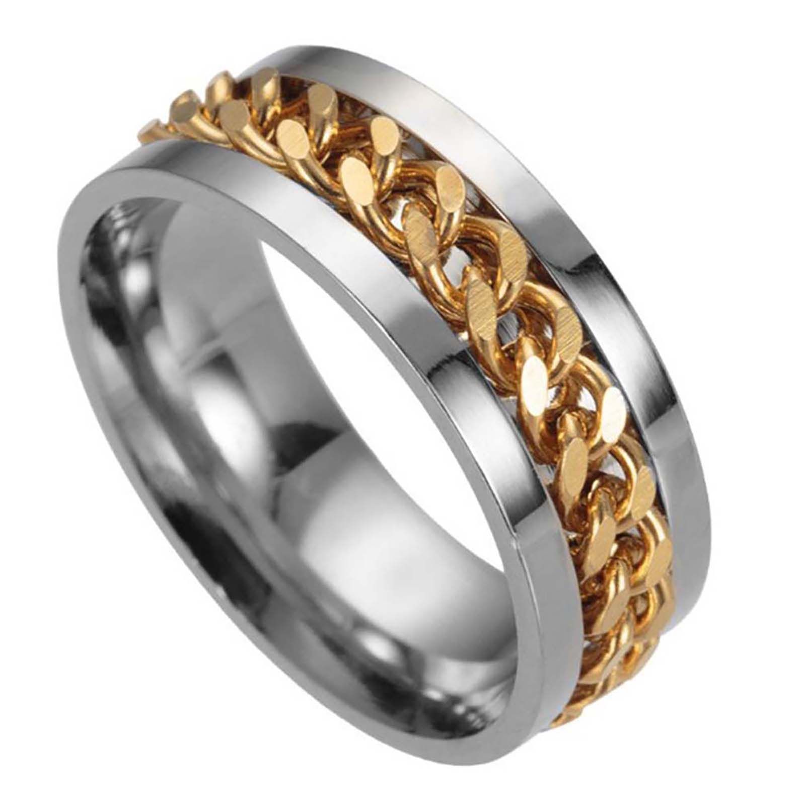 Chain Rotatable Chain Glittering Jewelry Gift Men Finger Ring for Club
