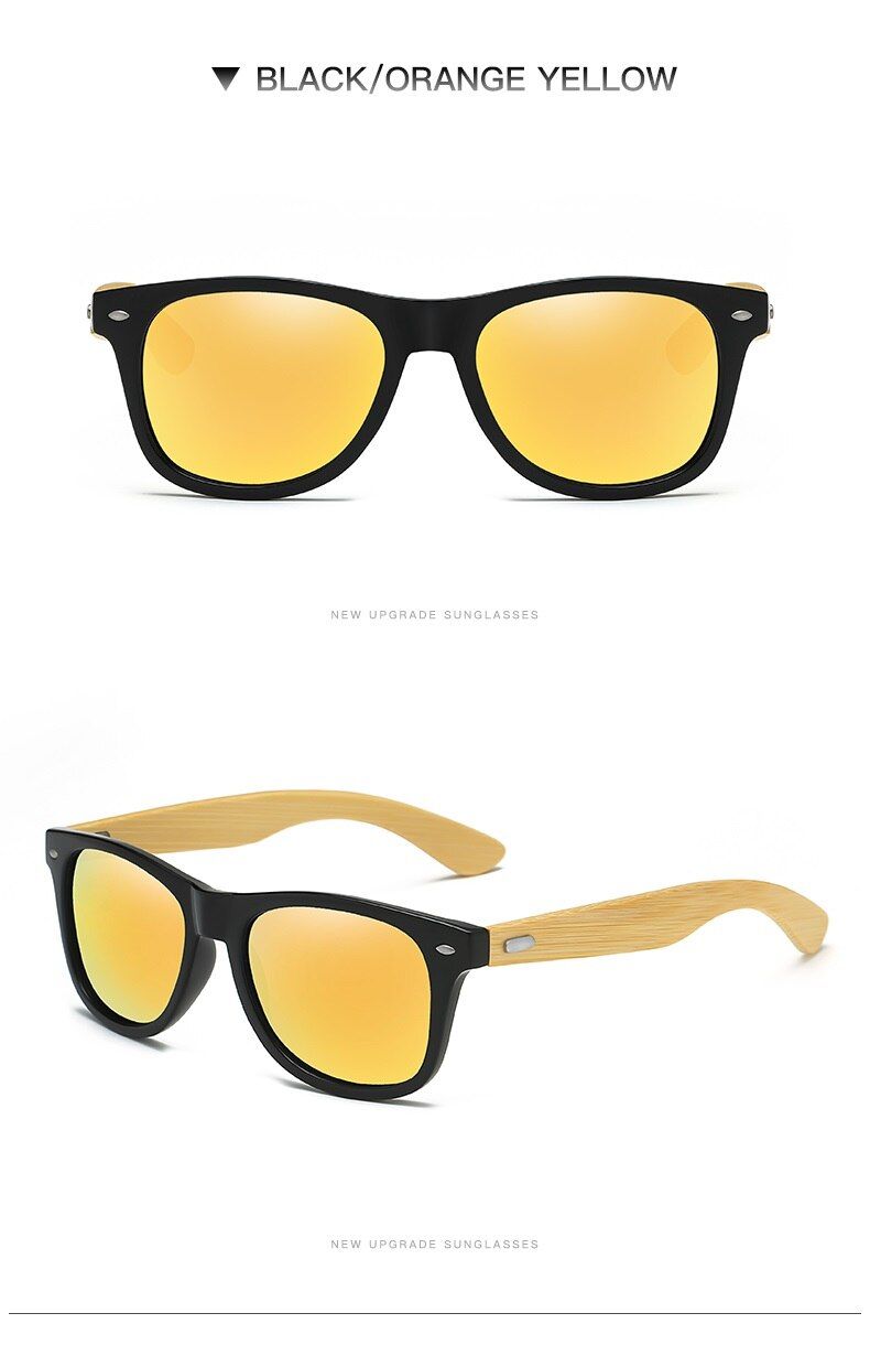 Black-Yellow2019 Polarized Bamboo Sunglasses Photochromic Women Wooden Sun Glasses Women Brand Glasses Oculos De Sol Masculino