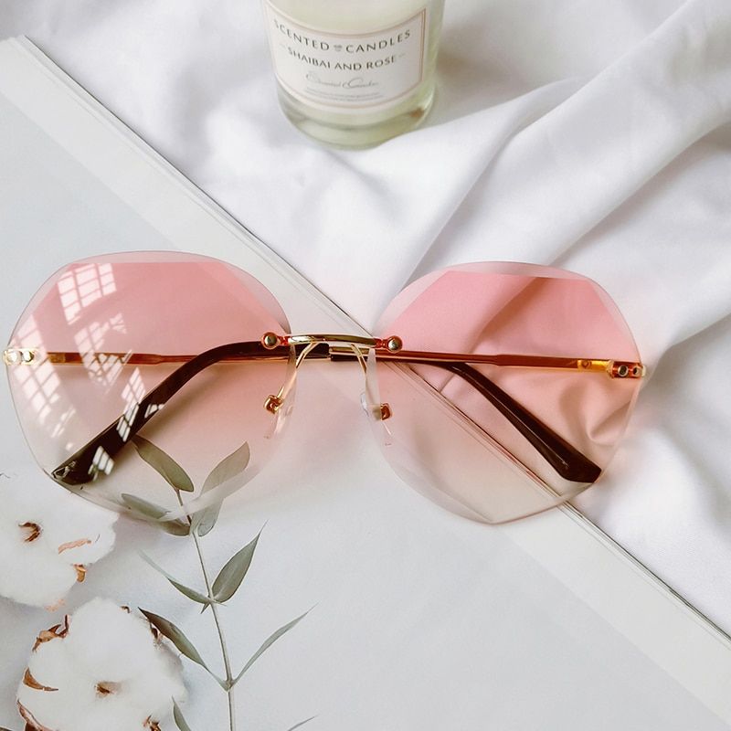 Fashion ocean Oversized Rimless Square Clear Lens Sunglasses Frame Male Sun Glasses Brand Designer Eyewear Shades for Women