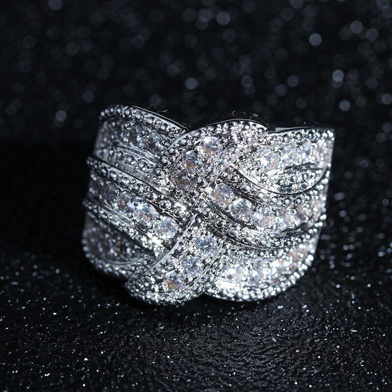 925 Silver Rings Knot Eternity Band Engagement Wedding Ring European Section rotation curve Style Cubic Zircon Ring for Women
