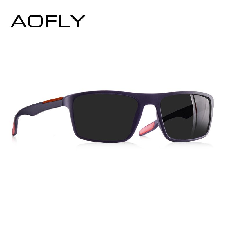 AOFLY DESIGN Ultralight TR90 larized Sunglasses Men Driver Shades Male Vintage Sun Glasses For Men Spuare Eyewear Gafas De Sol-C4Blue Frame