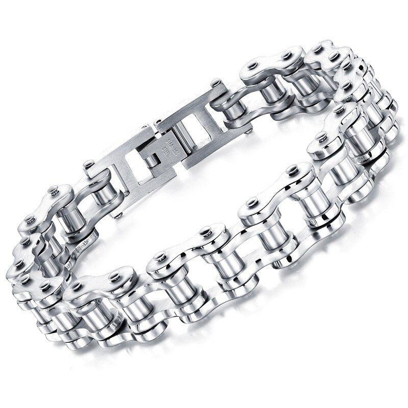 MNWT Fashion Sports Bracelets For Men Stainless Steel Bike Chain Bicycle Motorcycle Link Punk Male Bracelet Casual Jewelry Gift