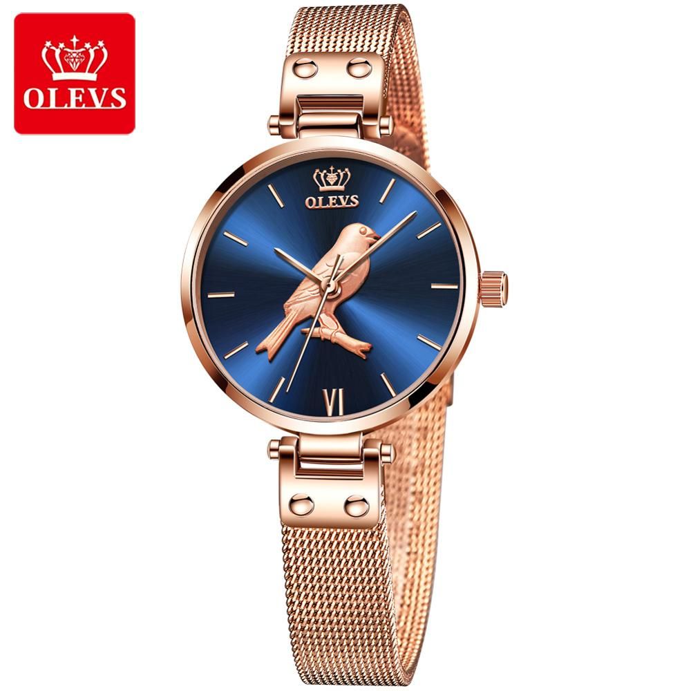 OLEVS Women Watch Bird Ultra-Thin Stainless Steel Waterproof Ladies Watch Quartz Wirstwatch Female Clock montre femme 2020