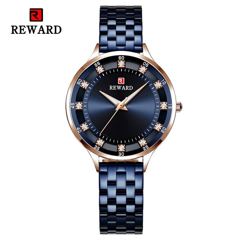 REWARD Blue Women Watches Luxury Brand Steel Fashion Ladies Quartz Women Watch 2019 Relogio Feminino Montre Femme Diamond Clock