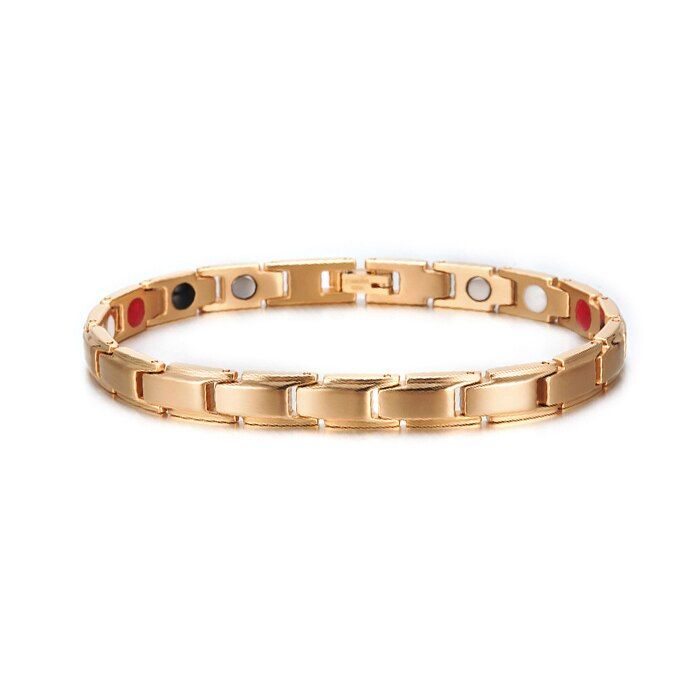 Vinterly Black Bracelet Male Chain Steel Magnetic Bracelet Benefits Germanium Wrist Band Magnetic Hologram Bracelets Men Women
