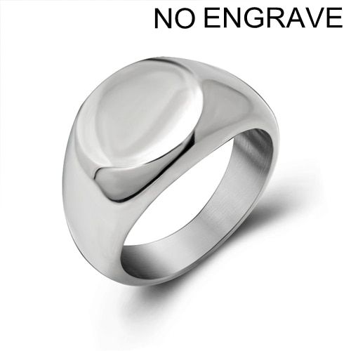 Personalised Initial Engrave  Stainless Steel Round Signet Blank Plain Ring Band High Polished U.S.Size