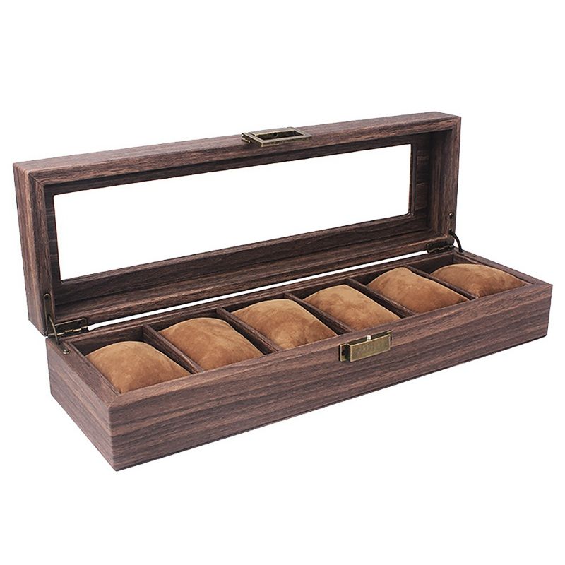 6 Grids Watch Box Wooden Watch Case Holder Organizer Storage Box for Quartz Watches Jewelry Boxes Display Best Gift