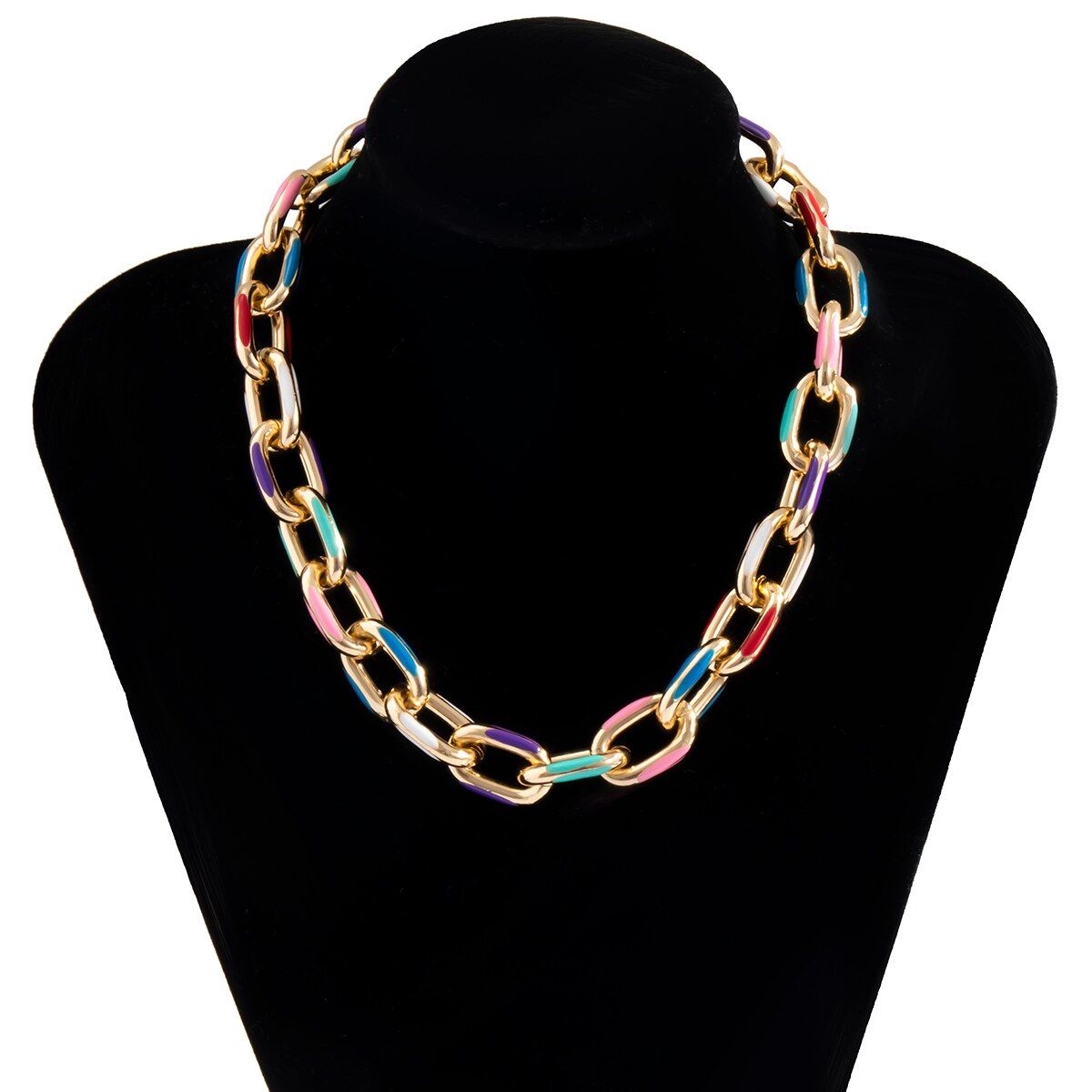 IngeSight.Z Punk Chunky Thick Aluminium Curb Chain Choker Necklace Goth Gothic Printed Short Clavicle Necklaces Collar Jewelry