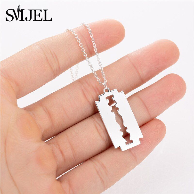 SMJEL Korean Style Stainless Steel Necklace Women Fashion Basketball Puzzle Key Feather Necklace Best Friend Choker Necklace Gif
