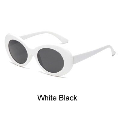 White BlackTWO Oclock Retro Oval Sunglasses NIRVANA Clout Goggles Sunglasses Men Women Vintage White UV400 Sun Glasses Female Male Points