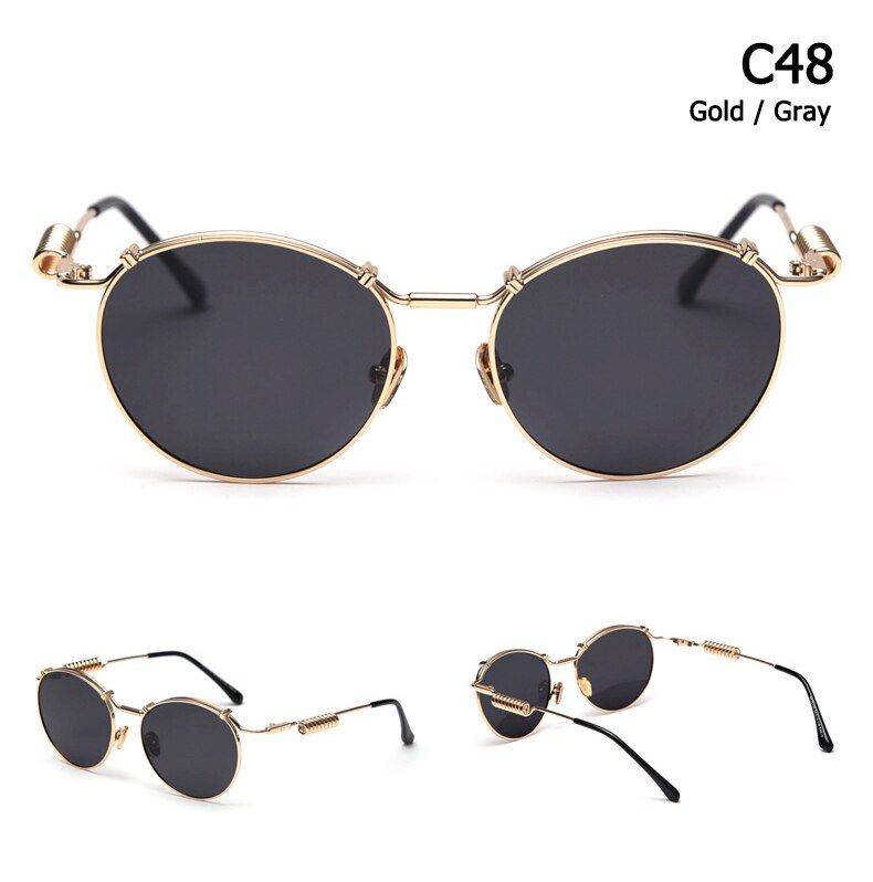 C48JackJad Vintage Round SteamPunk Style Polarized Sunglasses Classic Metal Spring Brand Design Sun Glasses Oculos De Sol SK25125